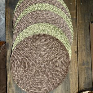Woven Brown and Green Placemats Set